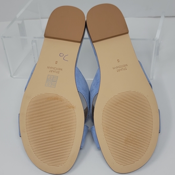 Stuart Weitzman Women's Size 5 Flat Slide Sandals Peony Light Blue New - Picture 10 of 11